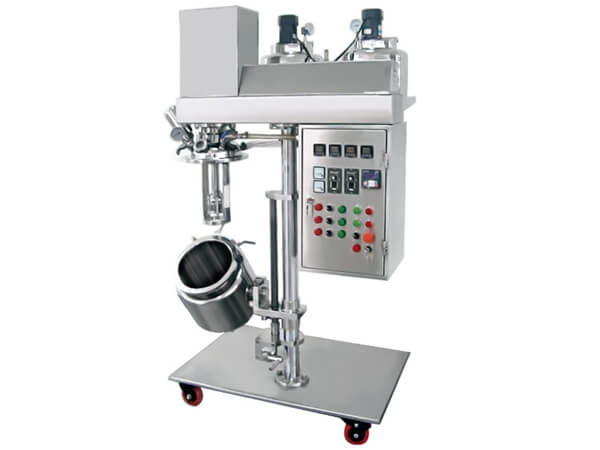 Lab-scale vacuum emulsifier used to fix mixing parameters before production scale-up